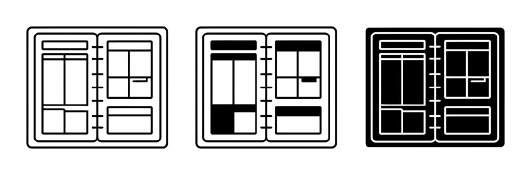 Open Notebook Layouts, Wireframe Templates, and UI Design Elements