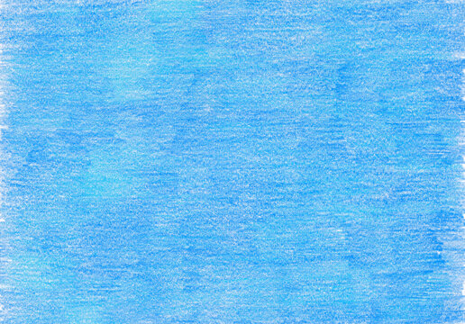 Bright blue hand drawn texture made with colored pencils. Abstract crayon background with soft strokes texture. Ideal for scrapbooking, design projects, packaging, paper crafts, or digital use.