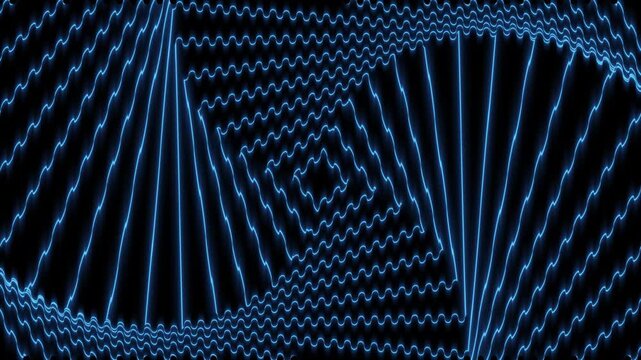blue neon wave pattern on black background
