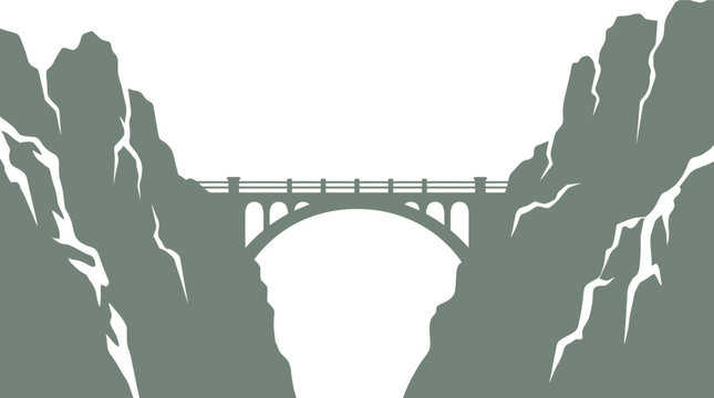 High altitude bridge spanning a narrow gap between rocky precipices