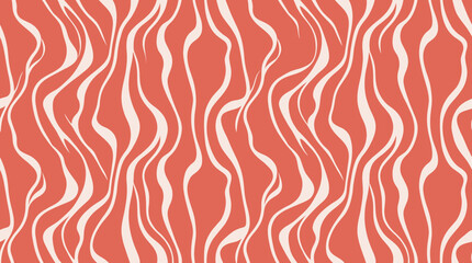 Coral pattern design with wavy white lines on orange background © Crushin