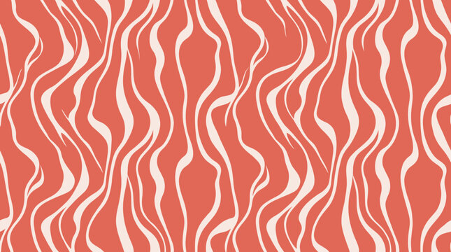 Coral pattern design with wavy white lines on orange background