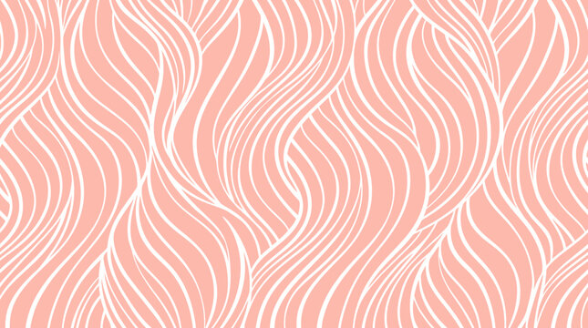 The abstract pattern design features wavy lines on a peach background.