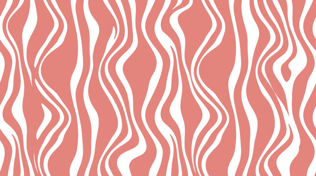 The image features a vibrant pattern of wavy stripes in salmon and white hues.