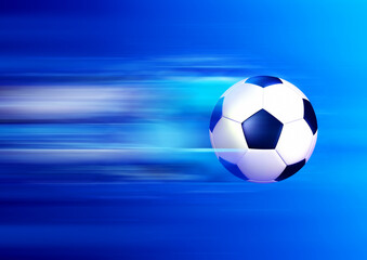Naklejka premium 光のラインが流れるサッカーボールの抽象背景