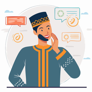 Man in traditional Islamic attire sharing a secret or message