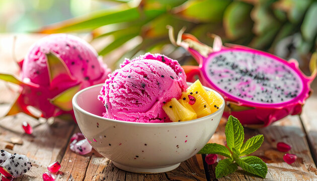 Refreshing tropical dragon fruit dessert
