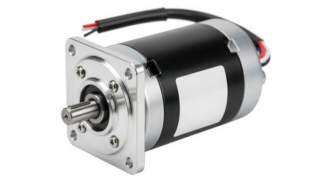 Close-up of a brushed dc motor with shaft
