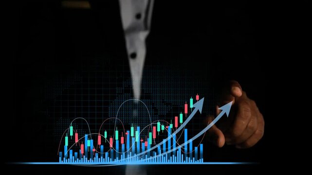Businessman Touching Digital Financial Graph, Businessman interacting with digital financial graph 2026