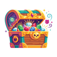 Colorful Treasure Chest Full of Jewels. © Akun
