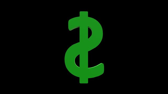 3D Golden dollar symbol animation showing business growth. Transparent Background. Full HD. 4K