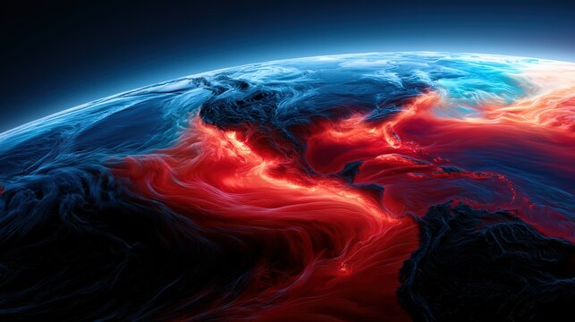 Global Climate Change Concept with Warm and Cold Ocean Currents