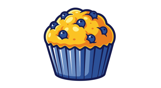 Blueberry Muffin Isolated on White Background - Delicious Baked Pastry