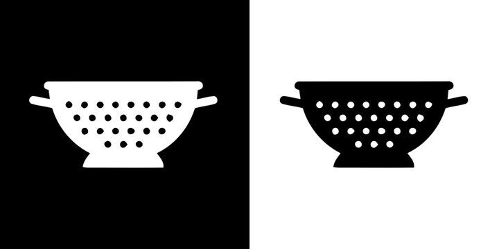 Minimalist Kitchen Colander Icon Set Essential Drainer Symbol for Food Preparation Graphics