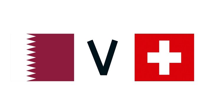Qatar vs switzerland flags comparison banner for international sports competition and match promotion.