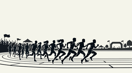 Runners Compete in a Race with Spectators Cheering © Pira
