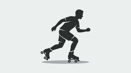 Fototapeta premium A minimalist flat vector silhouette illustration of a person roller skating.