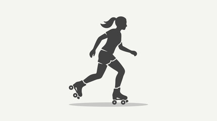 Obraz premium A minimalist flat vector silhouette illustration of a person roller skating.
