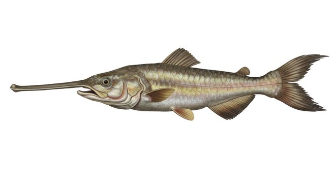Chinese Paddlefish Isolated on Clean White Background Rare Freshwater Species