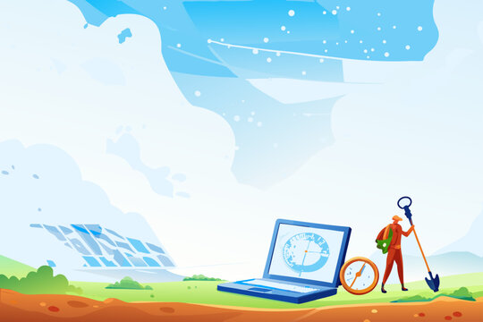 Archaeological Survey With Magnetometer Scene With