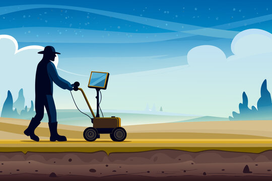 Archaeologist Using Ground Penetrating Radar Scene