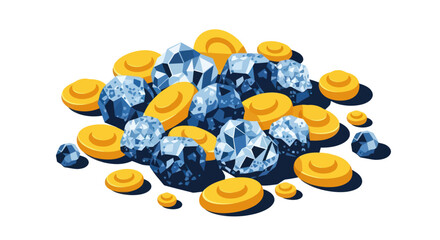 Pile of Diamonds and Gold Coins © Biru