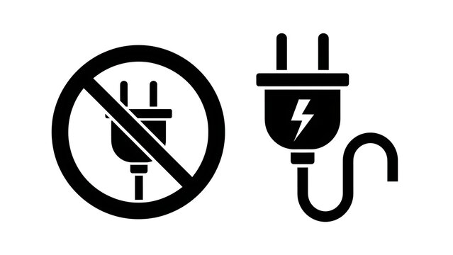 No electricity or do not plug in sign