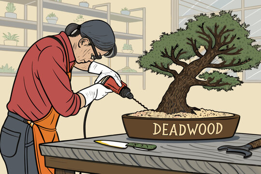 Bonsai Deadwood Carving Jin And Shari Scene With