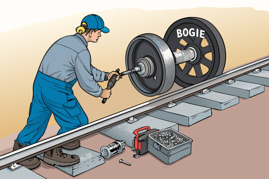 Coaster Wheel Assembly And Bogie Maintenance Scene