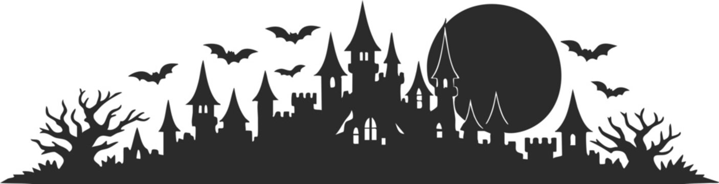 Halloween border silhouette illustration decorative