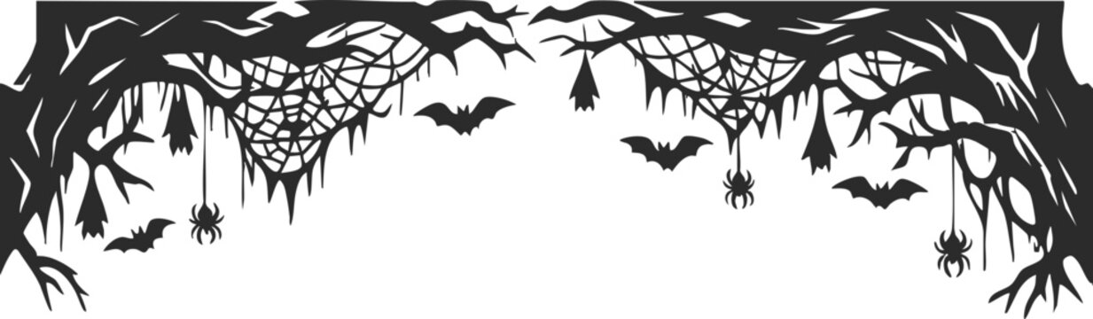 Halloween border silhouette illustration decorative