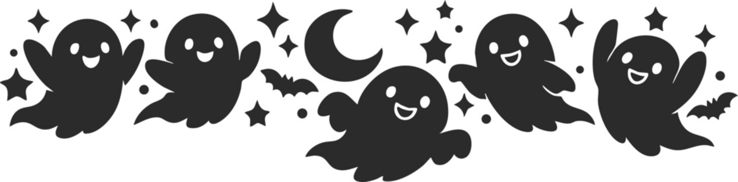 Halloween border silhouette illustration decorative