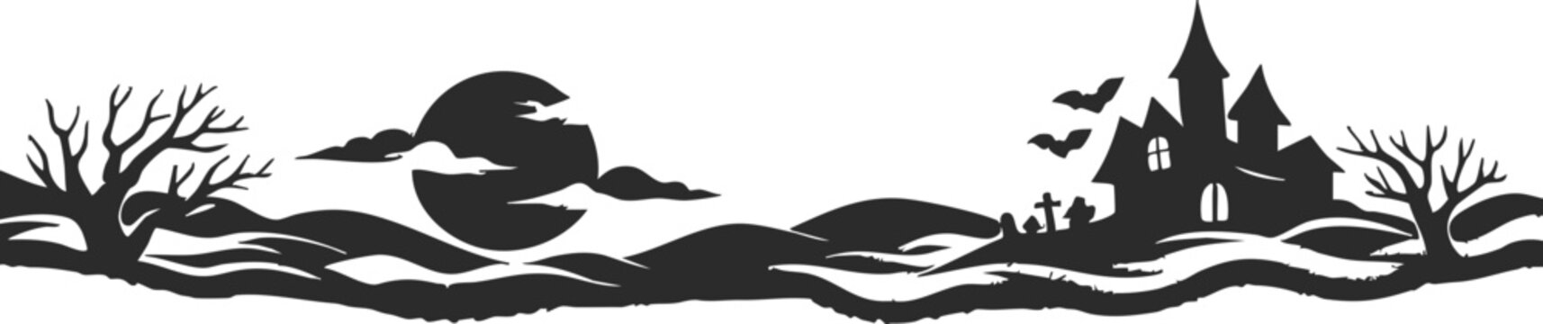 Halloween border silhouette illustration decorative