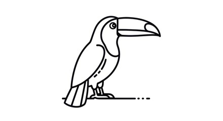 Obraz premium Line Drawing of Toucan Standing on Minimalist Perch