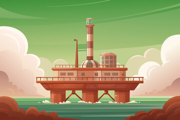 Naklejka premium Futuristic Ocean Thermal Energy Station Background