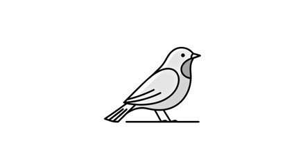 Fototapeta premium White and Gray Bird in Profile on Black Line Drawing for Minimalist Design