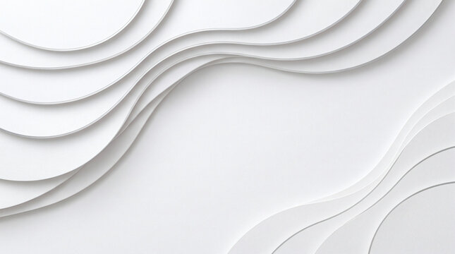 Minimalist Abstract White Luxury Wavy Paper Cut Background