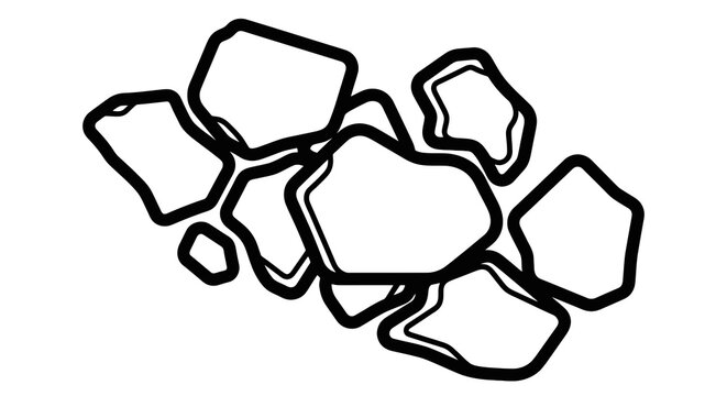 Black outlines of assorted rocks.