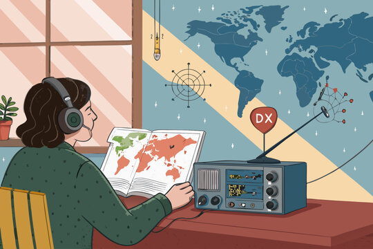 International Shortwave Listener Scene With A Pers