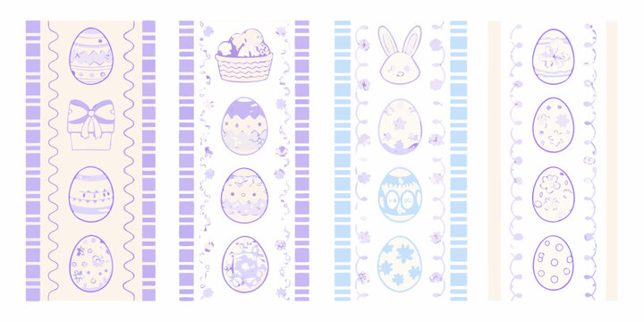 pastel easter greeting cards with bunny and egg illustrations