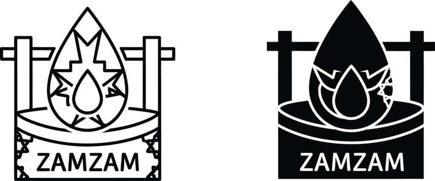 Zamzam water well icon with teardrop shape