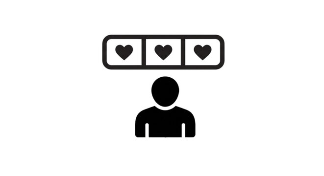 User profile avatar persona outline with a heart rating bar dashboard indicator vector image showcasing customer satisfaction health points system or social media engagement