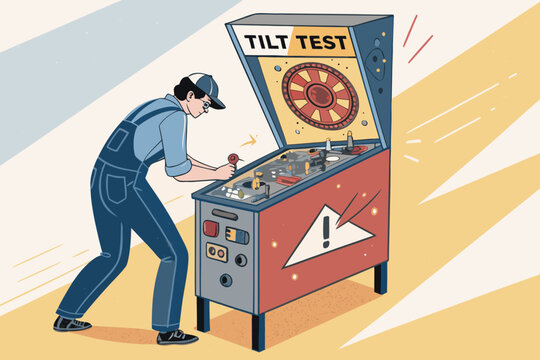 Pinball Tilt Mechanism Scene With A Technician Adj