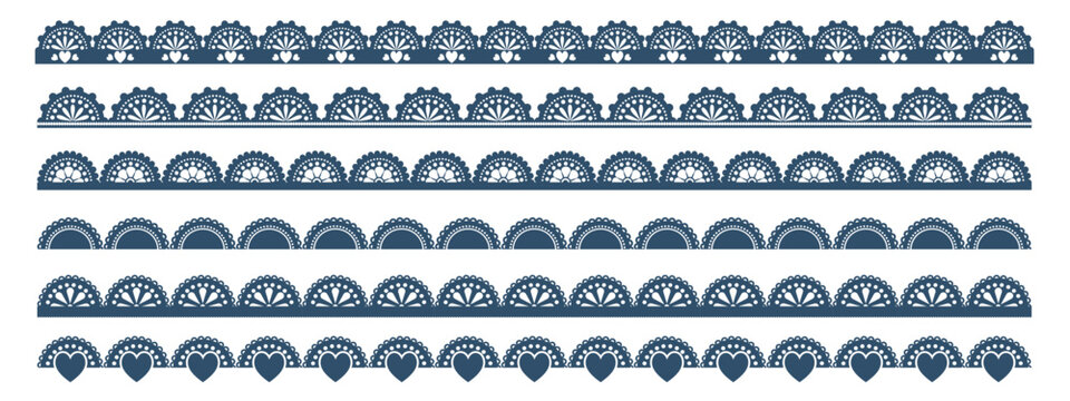 Elegant scallop lace trim collection in soft blue shades, featuring intricate crochet patterns, decorative borders, and vintage-style edges for crafts and design projects.
