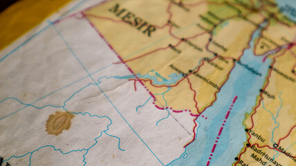 Fototapeta premium Map of Lake Nasser in southern Egypt and northern Sudan.