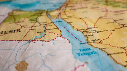 Fototapeta premium Map of Lake Nasser in southern Egypt and northern Sudan.