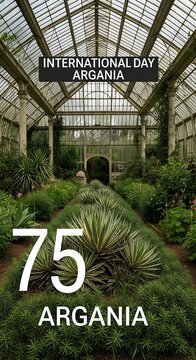 International Day of Argania celebration inside a lush botanical glasshouse.