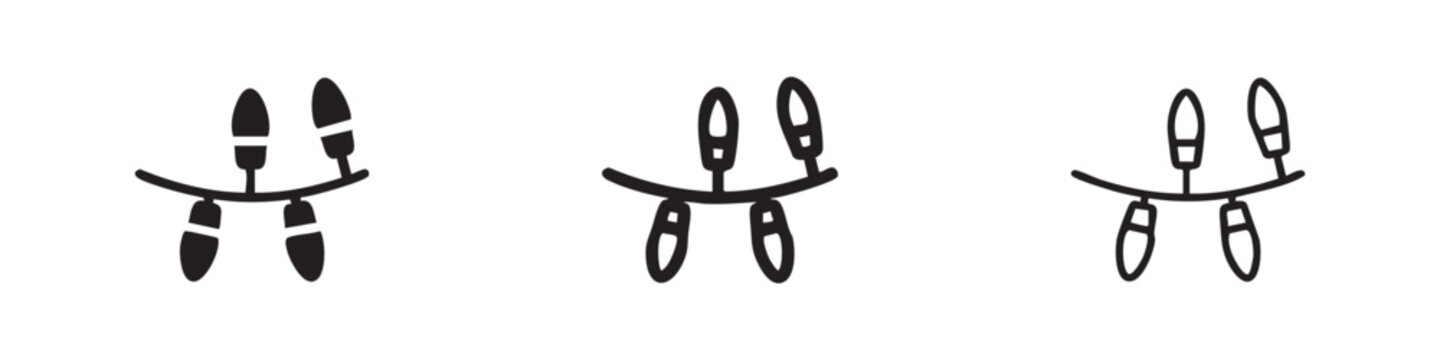 Christmas String Lights Decoration Icon Set