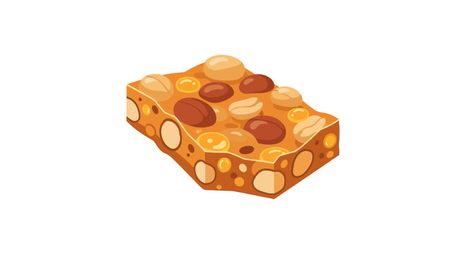 Vector illustration of peanut brittle candy bar with nuts