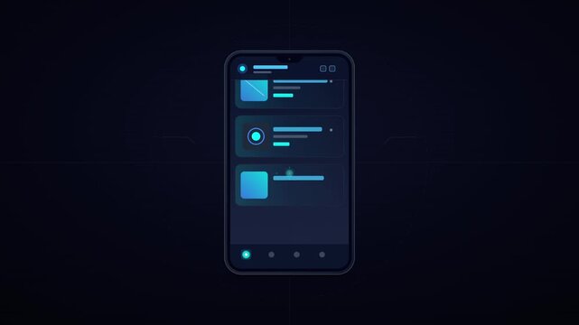 Mobile shopping interface animation with e-commerce browsing, digital retail, and online purchase concept visualization design.